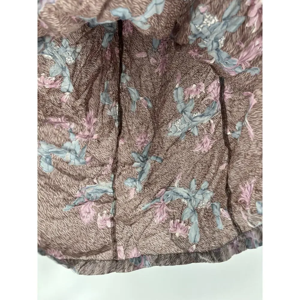 Ms Interpret Vintage Skirt Womens XS Pink Blue Floral Midi Pleated Pockets Zip